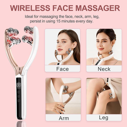 CXGRISE Masajeador facial inalámbrico, rodillo facial eléctrico 3D,...
