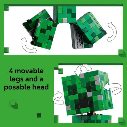 LEGO Minecraft The Creeper - Juguete de construcción para niños, juguete de Minecraft para niños y niñas, a partir de 10 años, decoración de habitación para jugadores con primera versión de minifigura