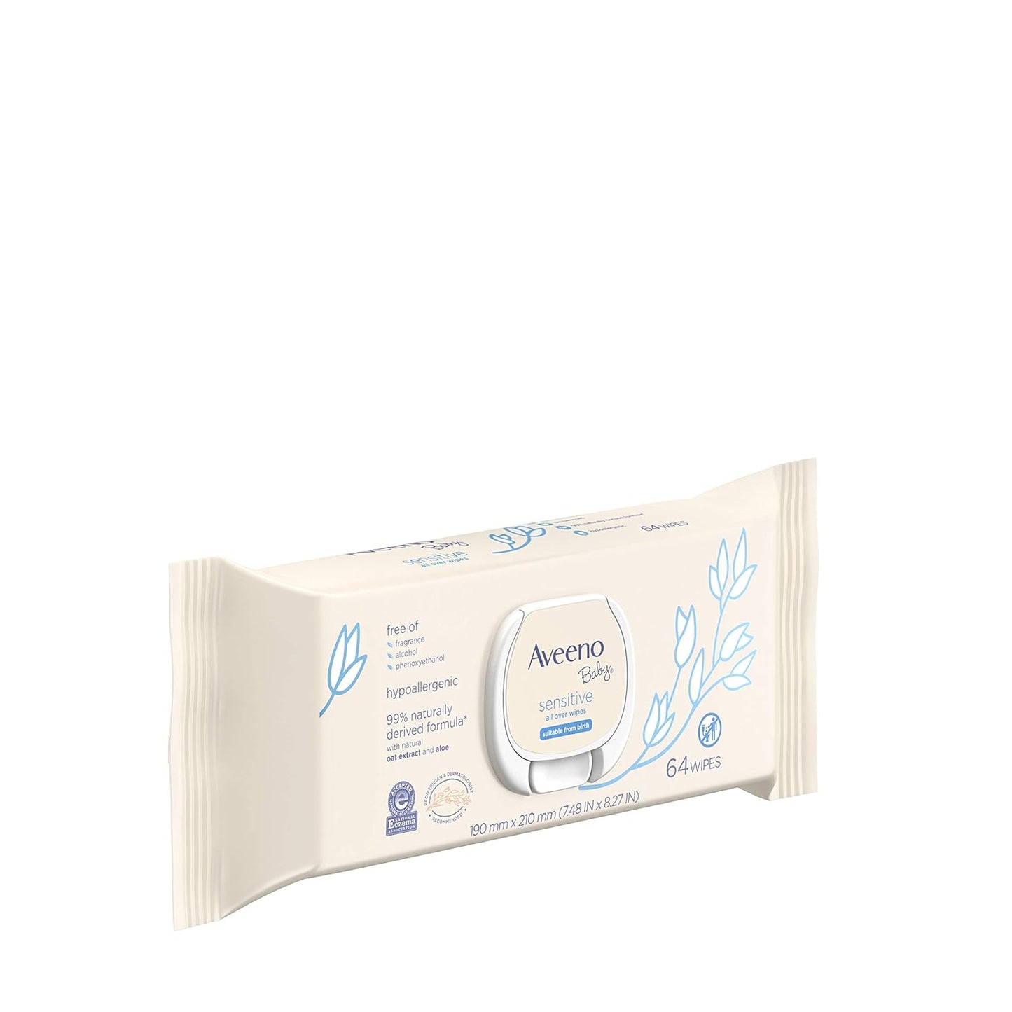 AVEENO Toallitas sensibles para bebés, sin parabenos ni fragancias, 64 unidades (paquete de 2)