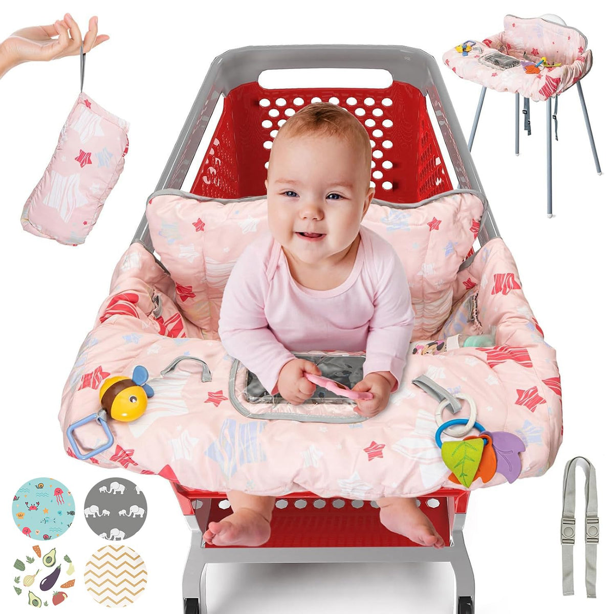 PILLANI Funda para carrito de compras para bebé, funda para silla a...