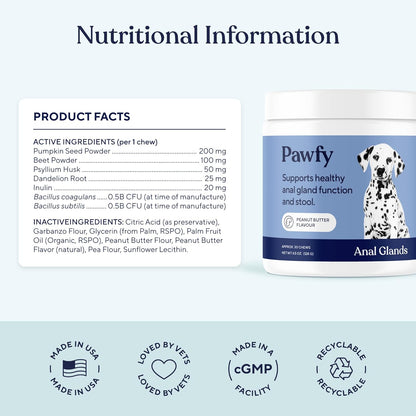 Pawfy Masticables de glándula anal para perros con mantequilla de m...