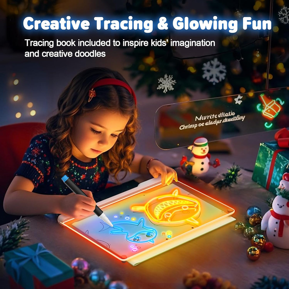 Tablero de notas LED Doodle Glow recargable de 16 pulgadas, 7 modos...