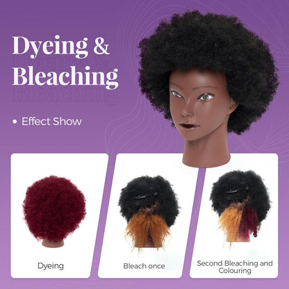 Cabeza de maniquí 100% africana, 4C afro rizado cosmetología manica...