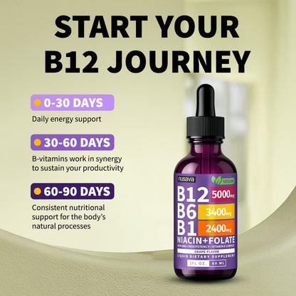 (Paquete de 2) Gotas líquidas de vitamina B12 y B6, complejo de vit...