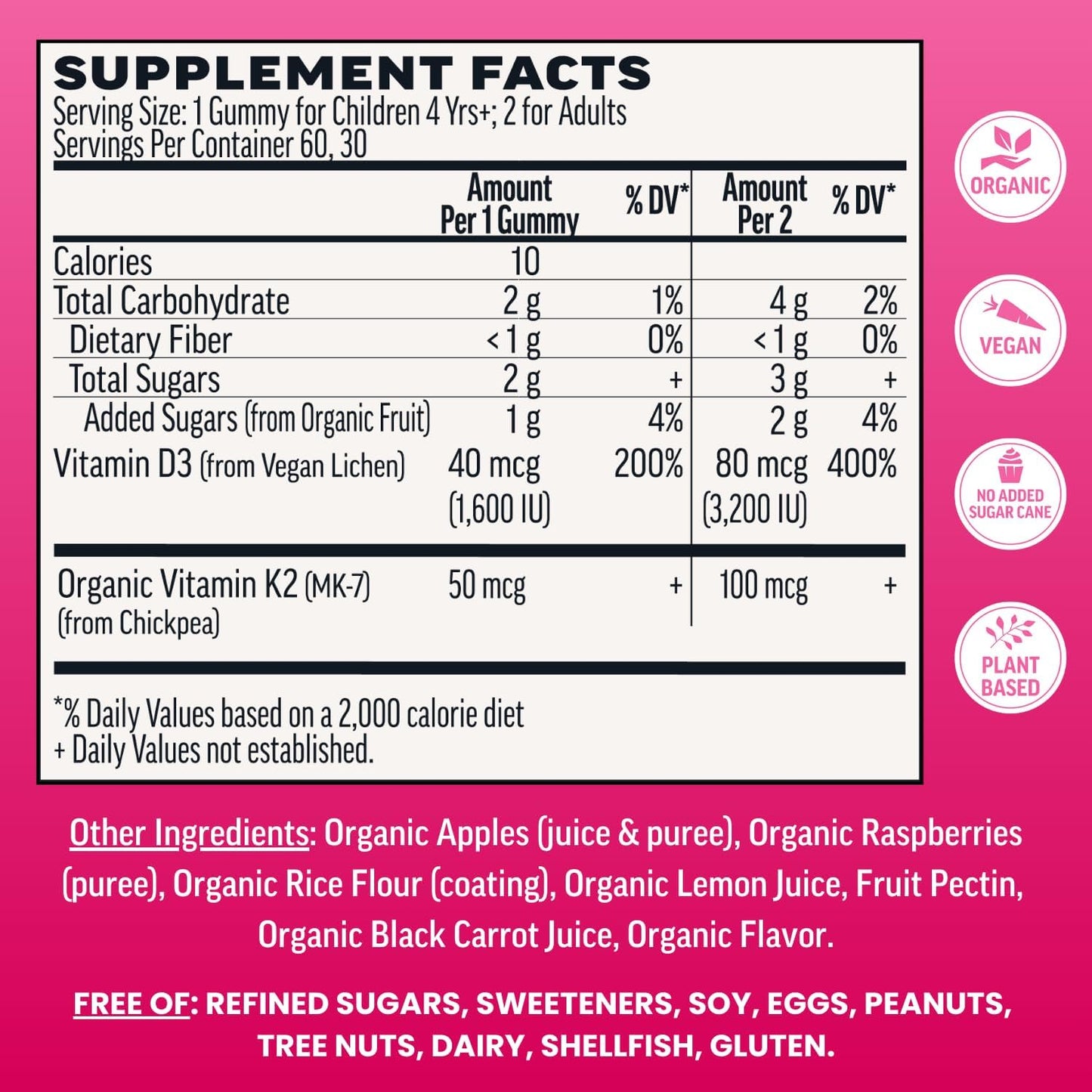 Llama Naturals Vitamina D3, vegano, suplemento orgánico de apoyo in...