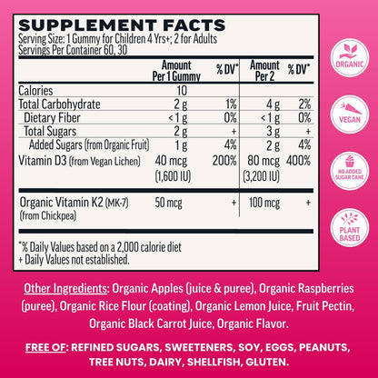 Llama Naturals Vitamina D3, vegano, suplemento orgánico de apoyo in...