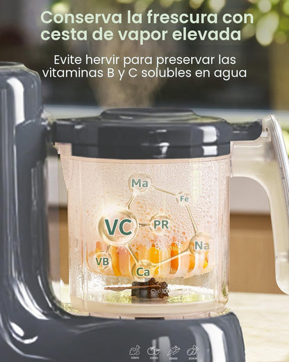GROWNSY - Licuadora para comida de bebé con canasta de vapor, proce...