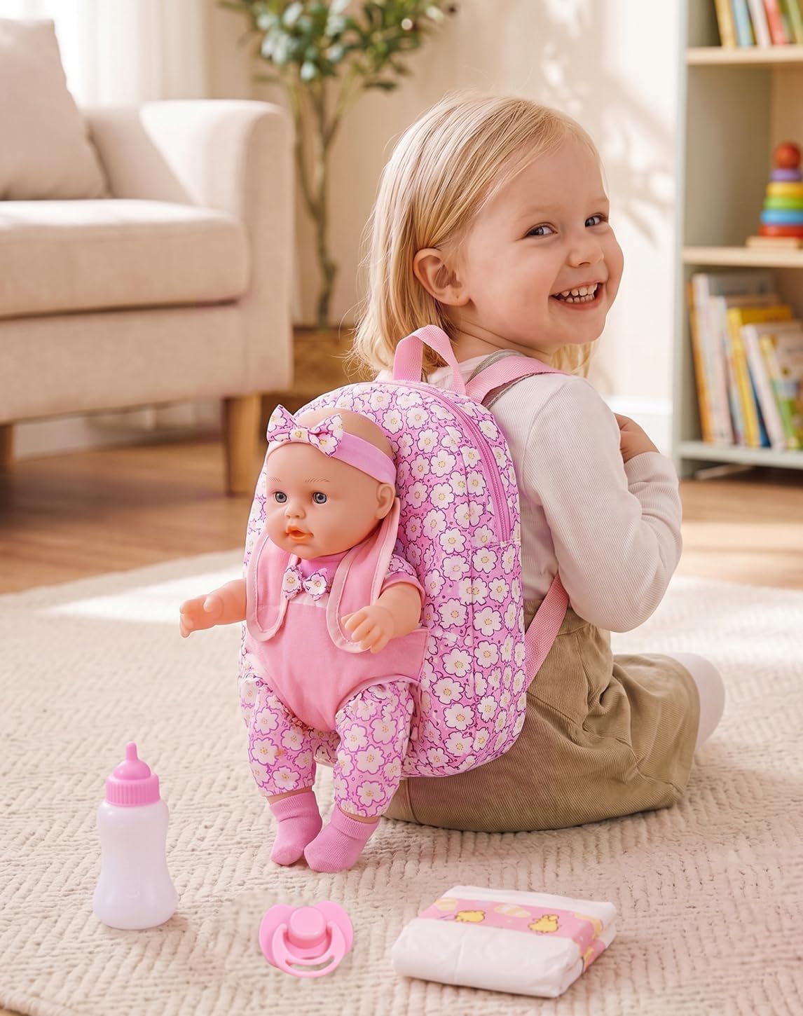 UZIDBTO Muñecas de bebé de 12 pulgadas con mochila para guardar rop...