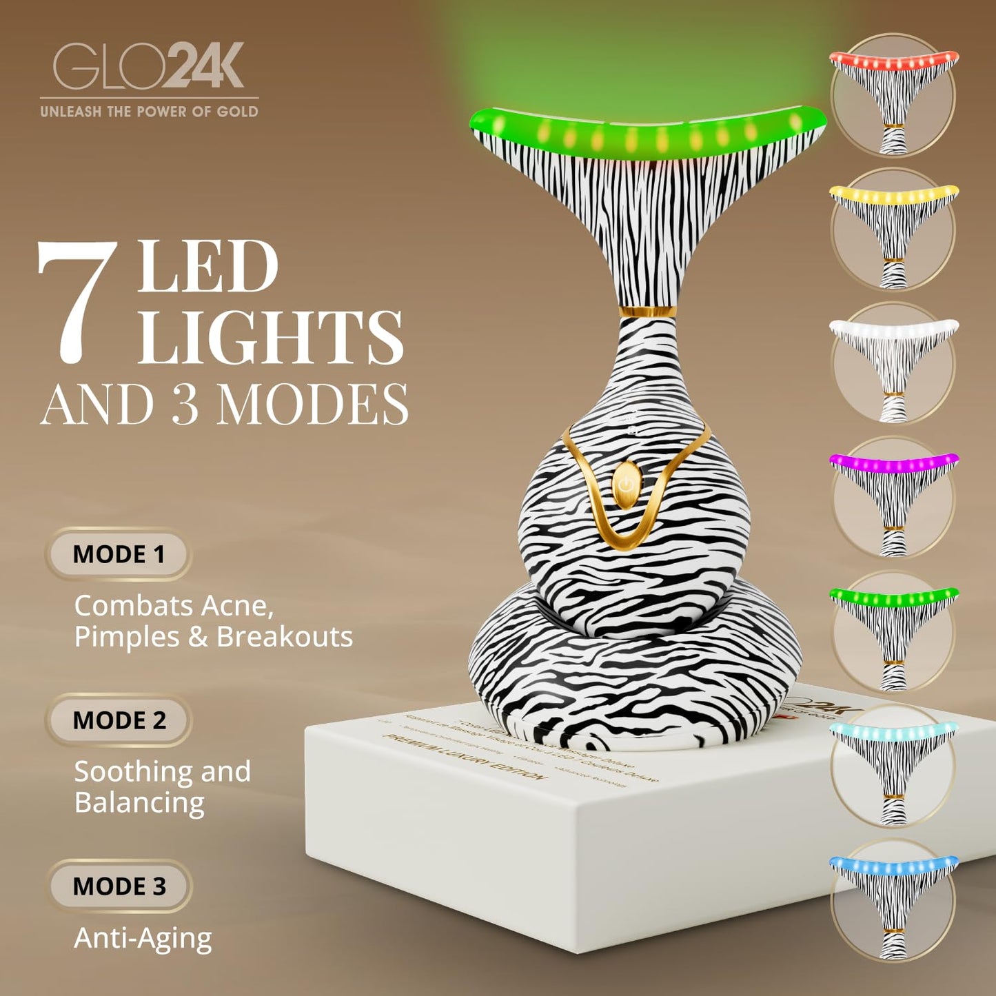 GLO24K - Dispositivo de belleza de luz roja para cara y cuello, her...