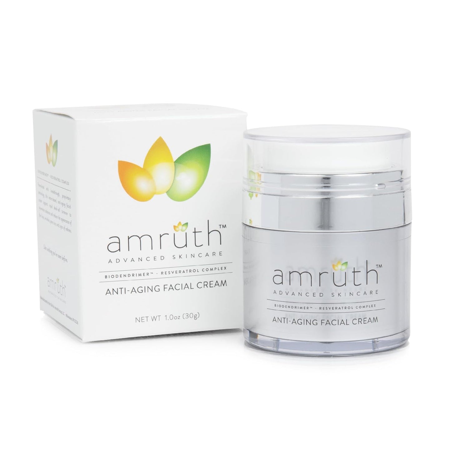 Amruth Resveratrol Crema facial antienvejecimiento diaria, tarro de...