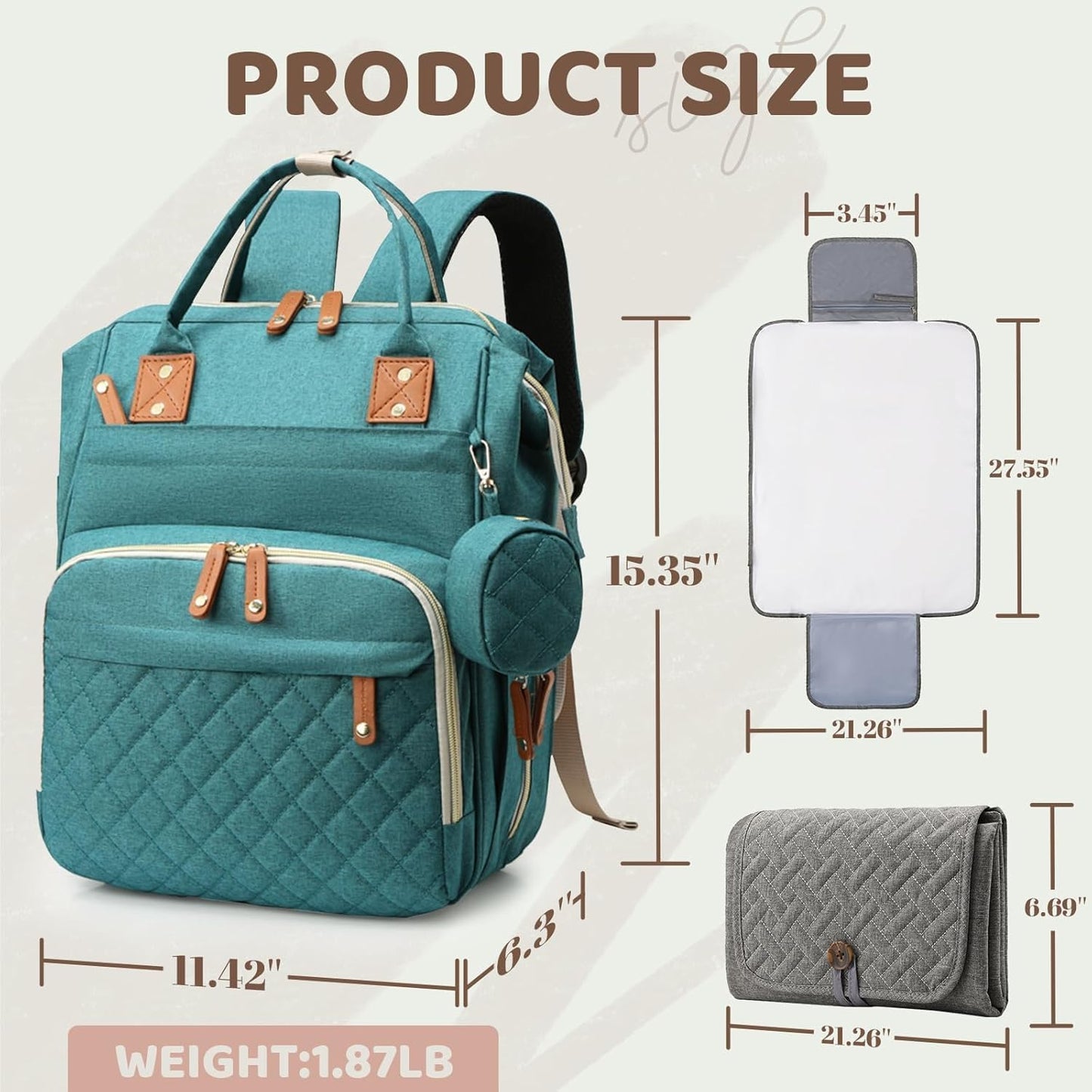 Mochila para pañales para niñas y niños: bolsa de pañales verde par...