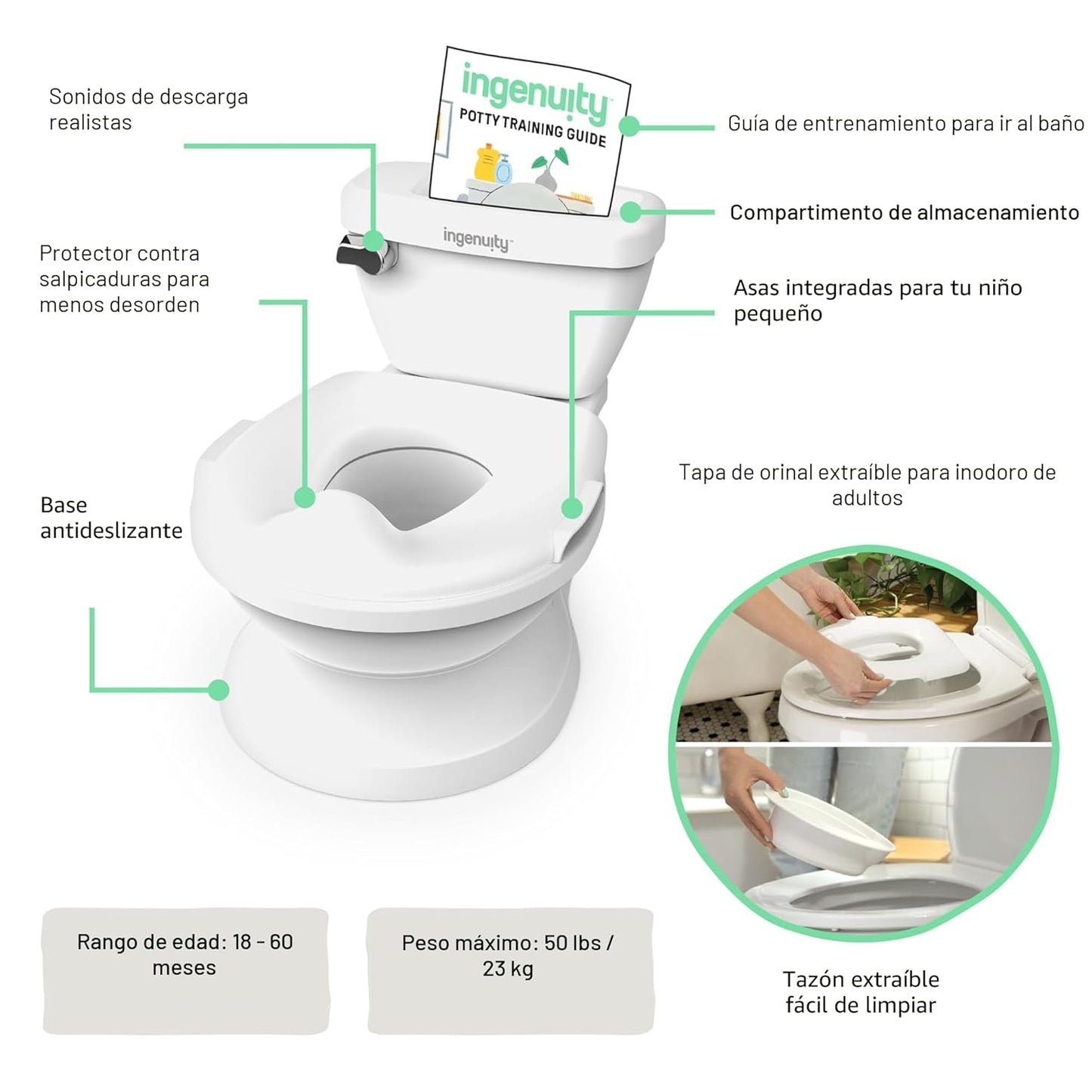 Summer Infant de Ingenuity My Size Potty Pro en blanco, inodoro de...