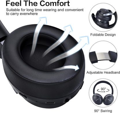 RORSOU B8 - Audífonos Bluetooth supraaurales, 6 modos de música EQ...
