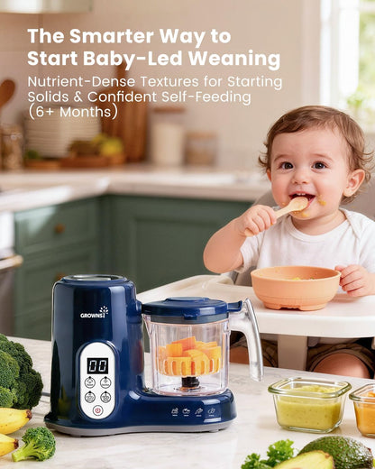 GROWNSY - Licuadora para comida de bebé con canasta de vapor, proce...