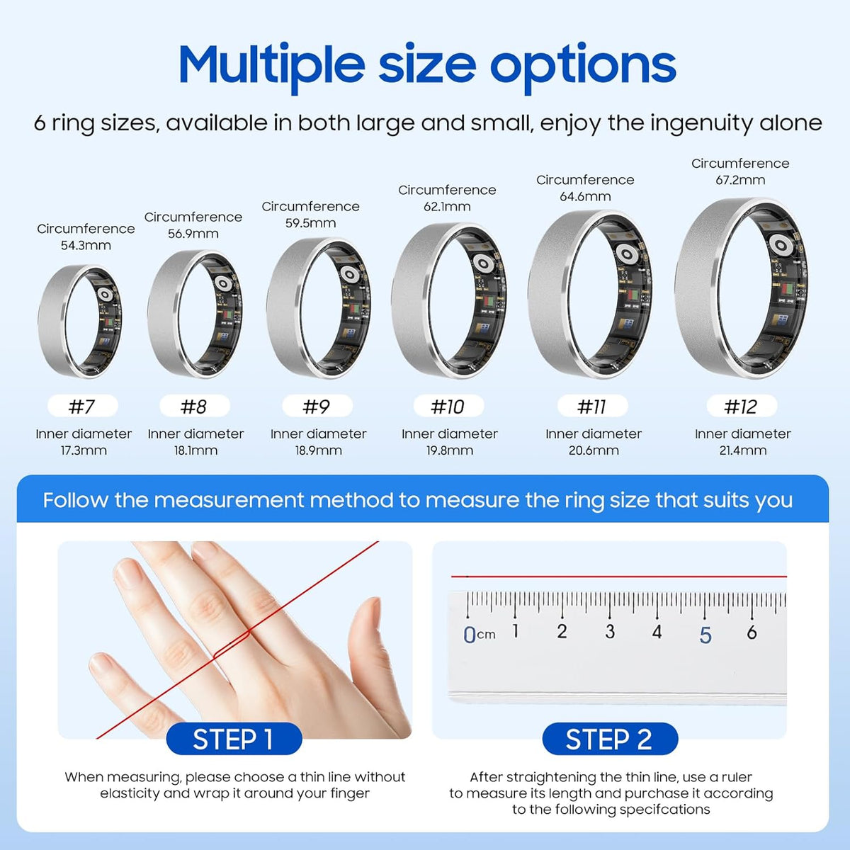 Smart Health Ring Fitness Tracker con monitoreo de estrés y sueño,...