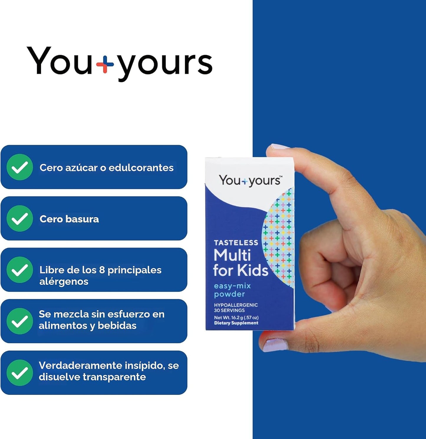 You+yours Polvo multivitamínico insípido para niños y niños pequeño...