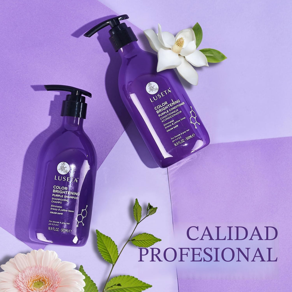 Luseta - Juego de champú y acondicionador morado para cabello rubio...
