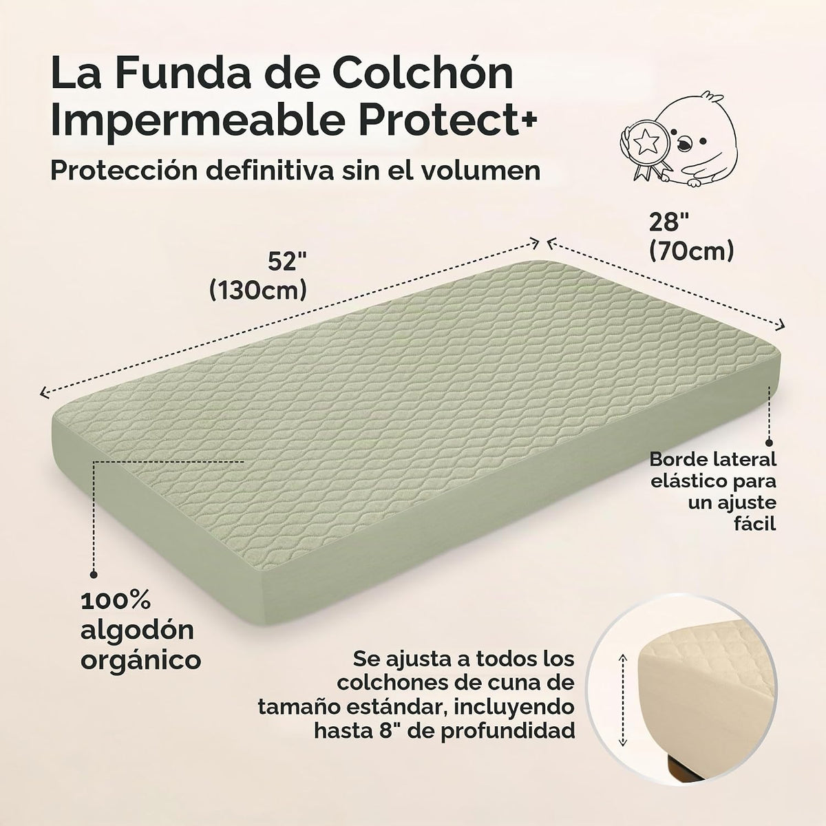 Paquete de 2 fundas protectoras de colchón impermeables para cuna,...