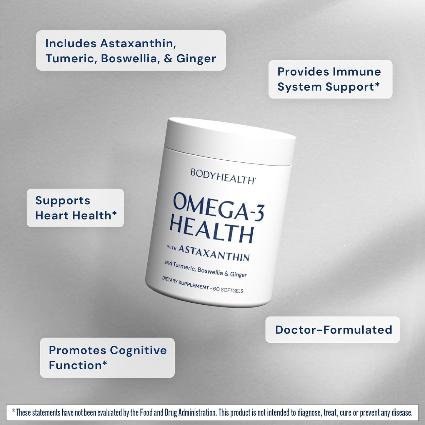 BodyHealth Omega 3 Health, Suplemento de aceite de pescado para muj...
