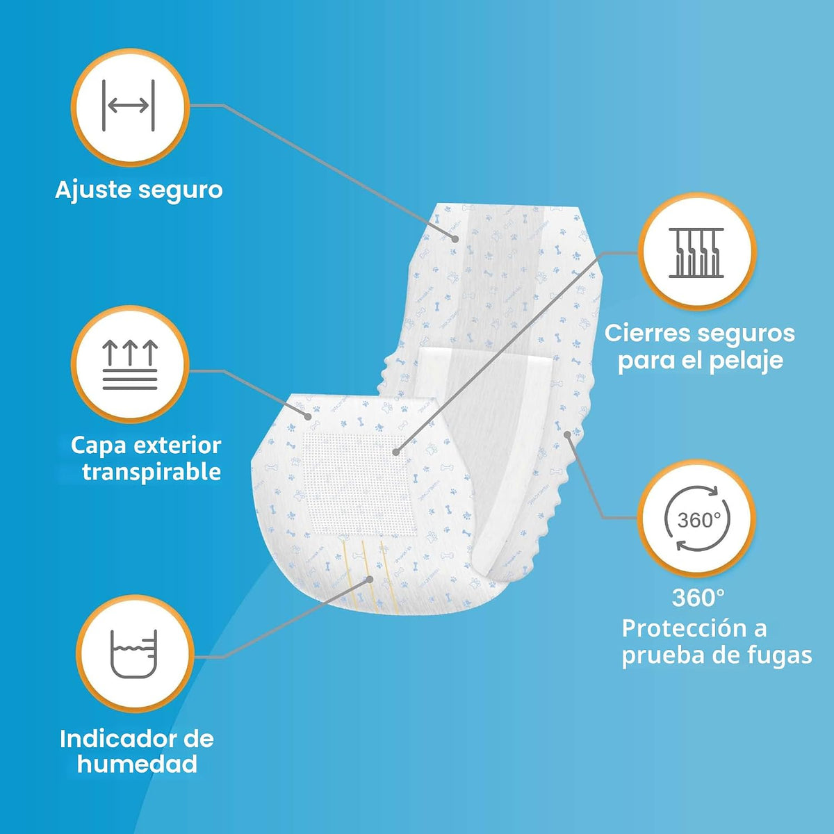 Pañal All-Absorb para perro macho, grande | 50 unidades | Paquete de 2
