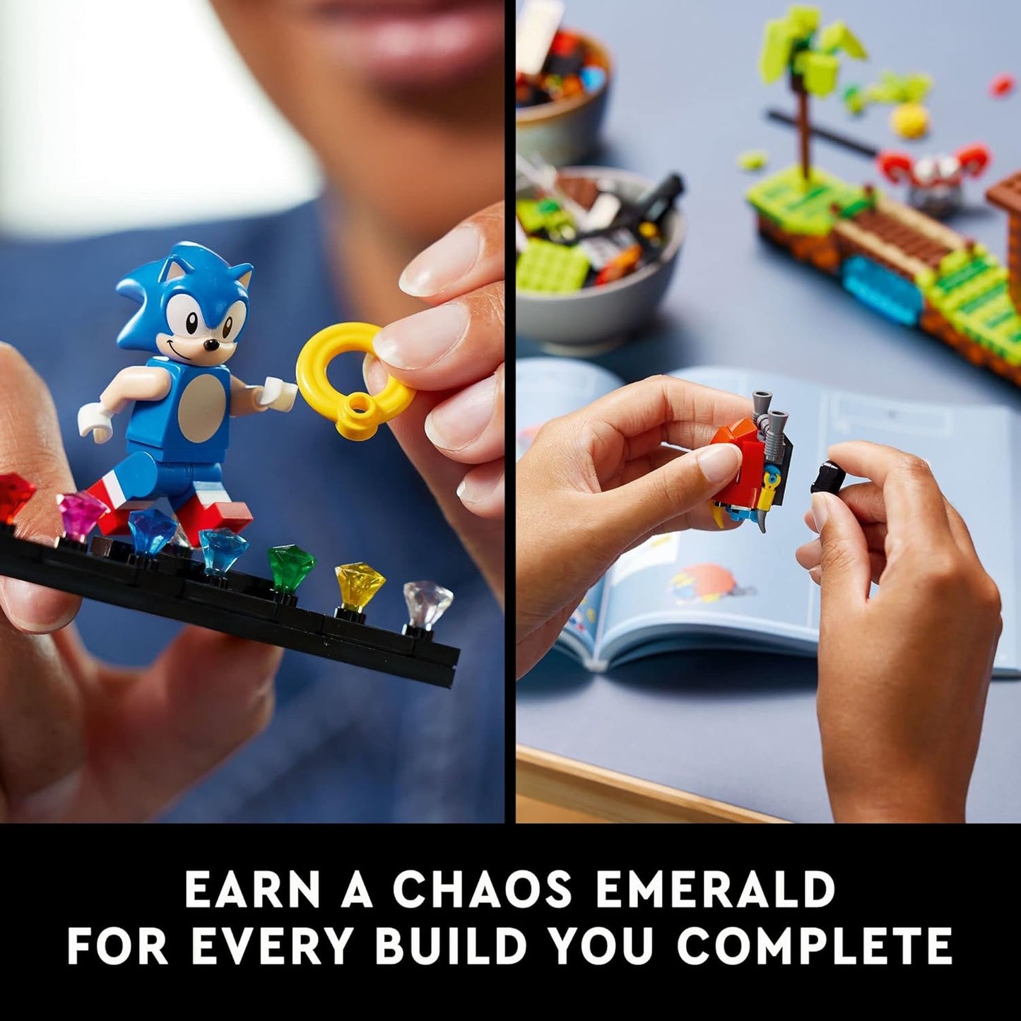 LEGO Ideas Sonic The Hedgehog - Juego coleccionable Green Hill Zone 21331, idea de regalo nostálgica de los años 90 para adultos con figura de Dr. Eggman y Eggmobile