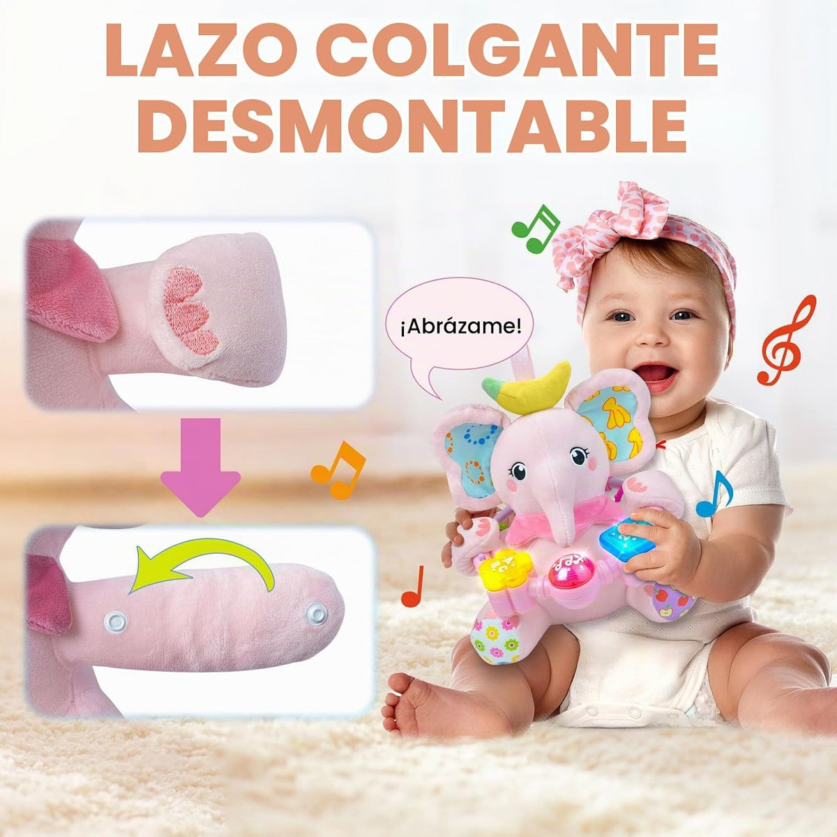 Ryotagift Animales de Peluche Juguetes de Elefante Musical Bilingüe...