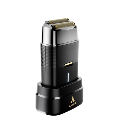 Andis 563616 Pro Foil Plus II - Afeitadora inalámbrica, láminas de oro y titanio, batería de iones de litio, incluye soporte de carga USB-C, color negro
