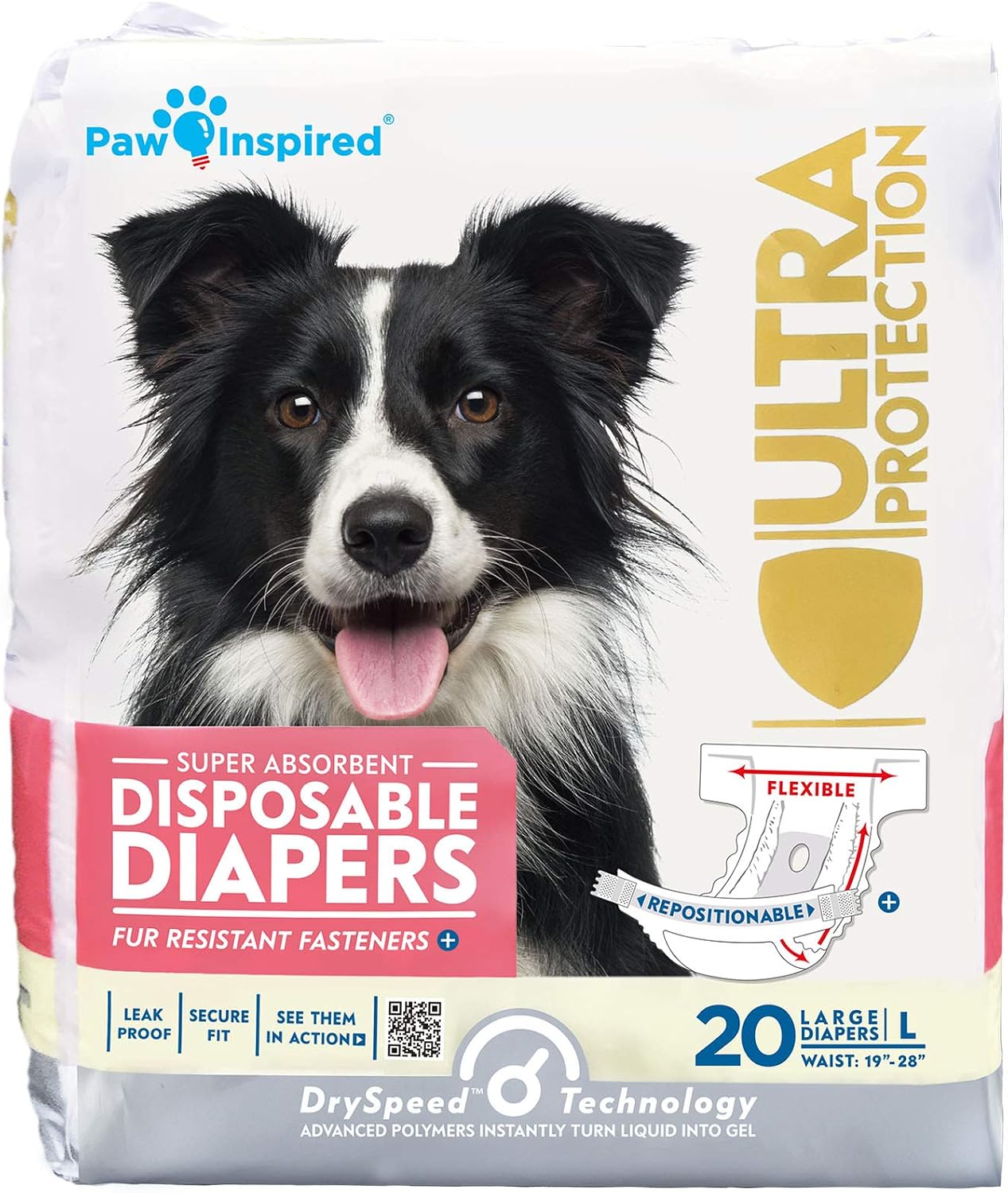 Paw Inspired 20 unidades de pañales desechables para perros | Pañal...