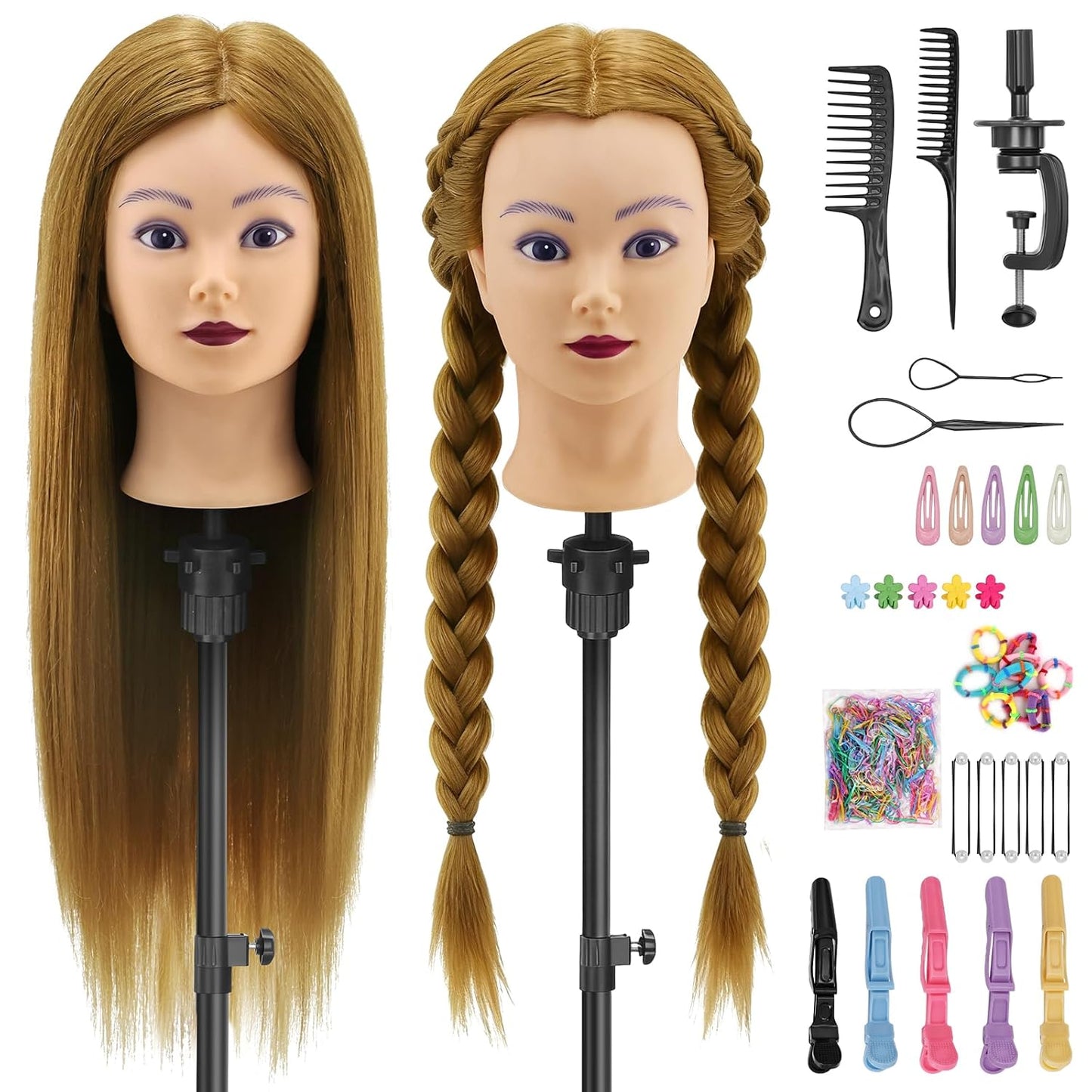 Cabeza de maniquí con 90% cabello humano, cabeza de muñeca de pelo...