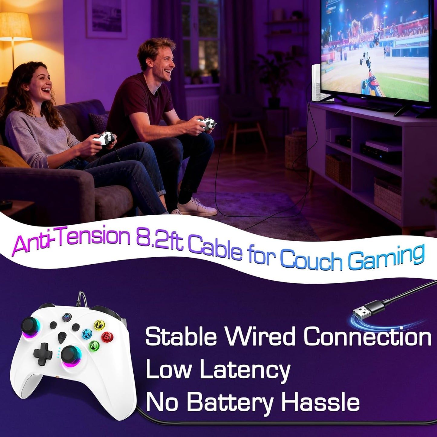 UGAME Controlador Xbox con Cable para X Box Series X S One PC PS4 Switch, Controladores de Juego con Frecuencia de Sondeo de 1000Hz Sin Deriva del Joystick, Paletas Personalizadas Remoto Turbo