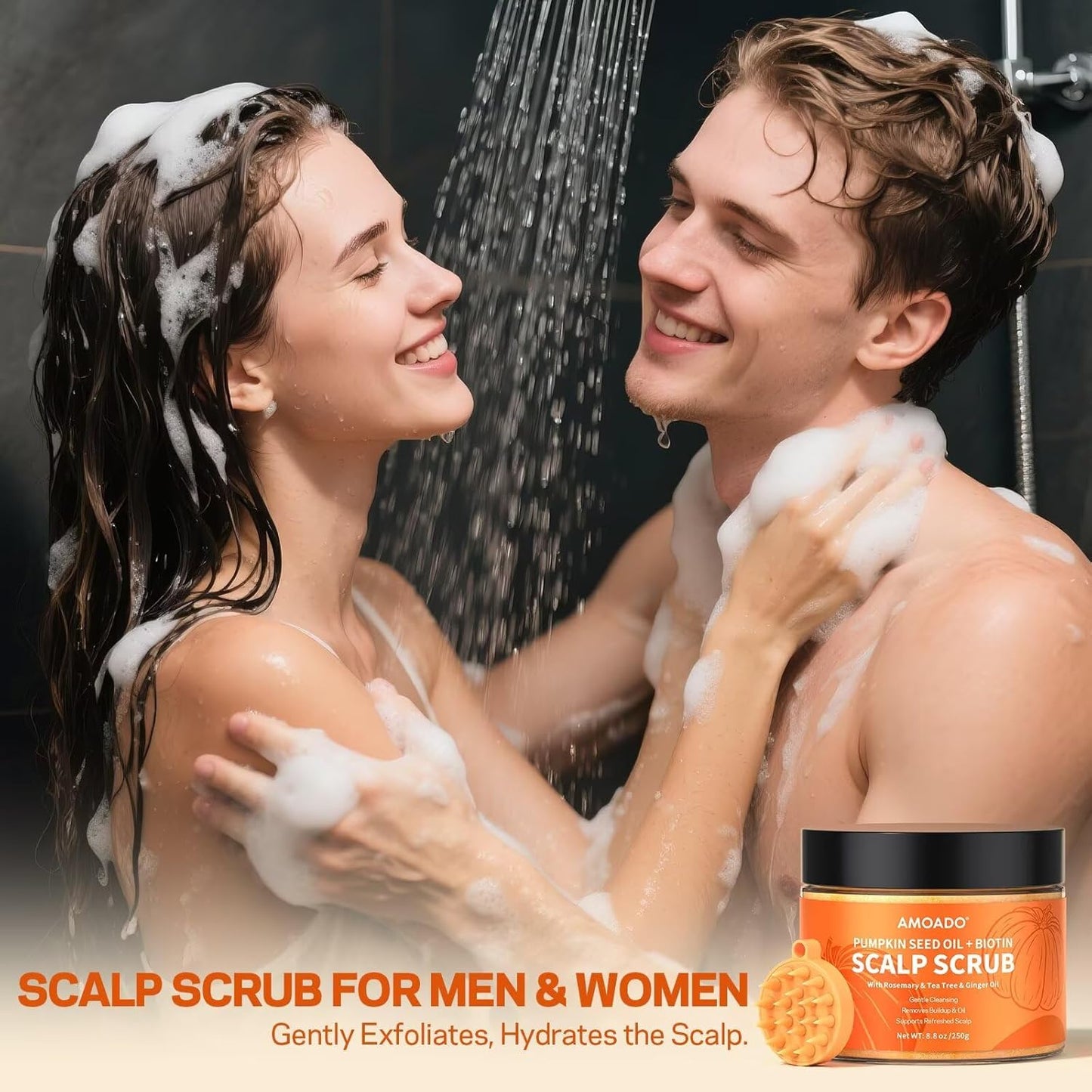 Exfoliante para el Cuero Cabelludo, Exfoliante para el Cuero Cabelludo con Aceite de Semilla de Calabaza con Biotina y Romero, Desintoxicante del Cuero Cabelludo Sin Sulfatos para Cuero