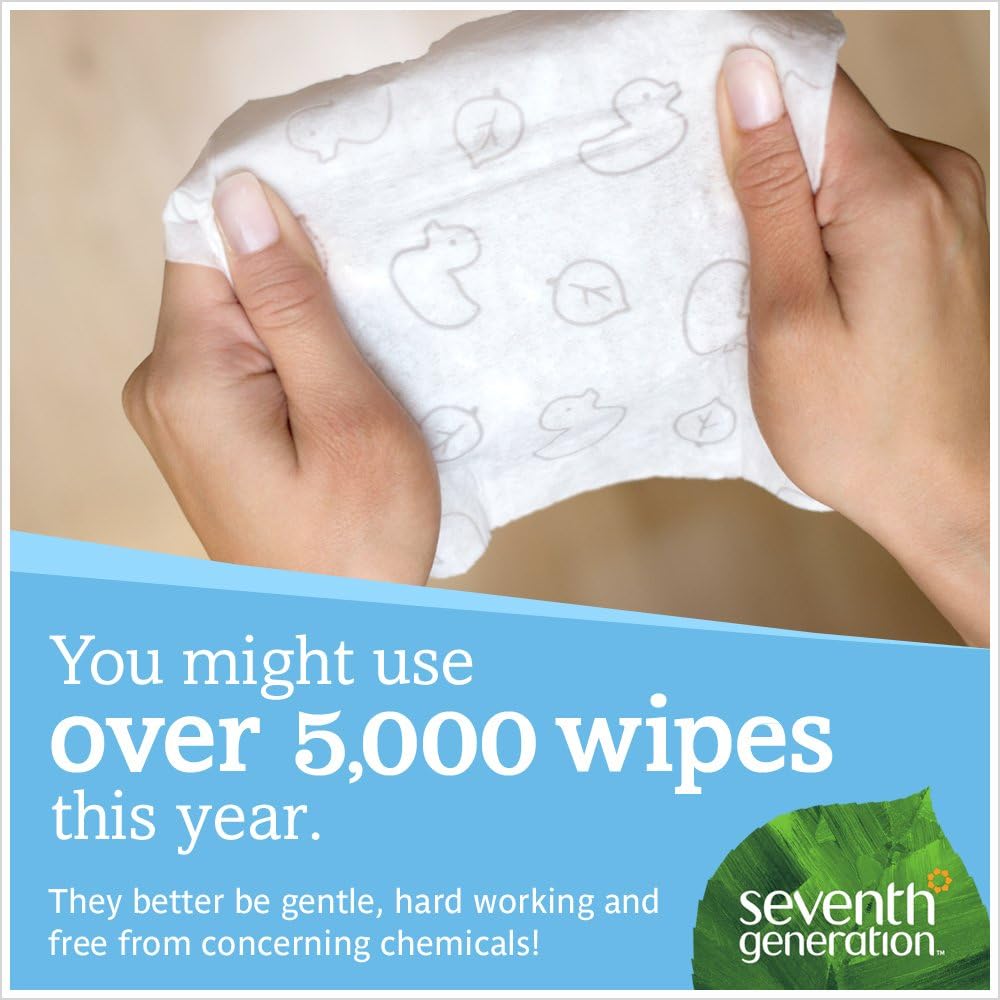 Seventh Generation, toallitas húmedas para bebés gruesas y resistentes Free and Clear con dispensador con tapita, 768 unidades