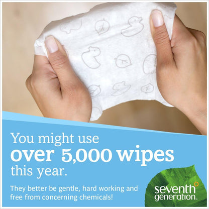 Seventh Generation, toallitas húmedas para bebés gruesas y resistentes Free and Clear con dispensador con tapita, 768 unidades