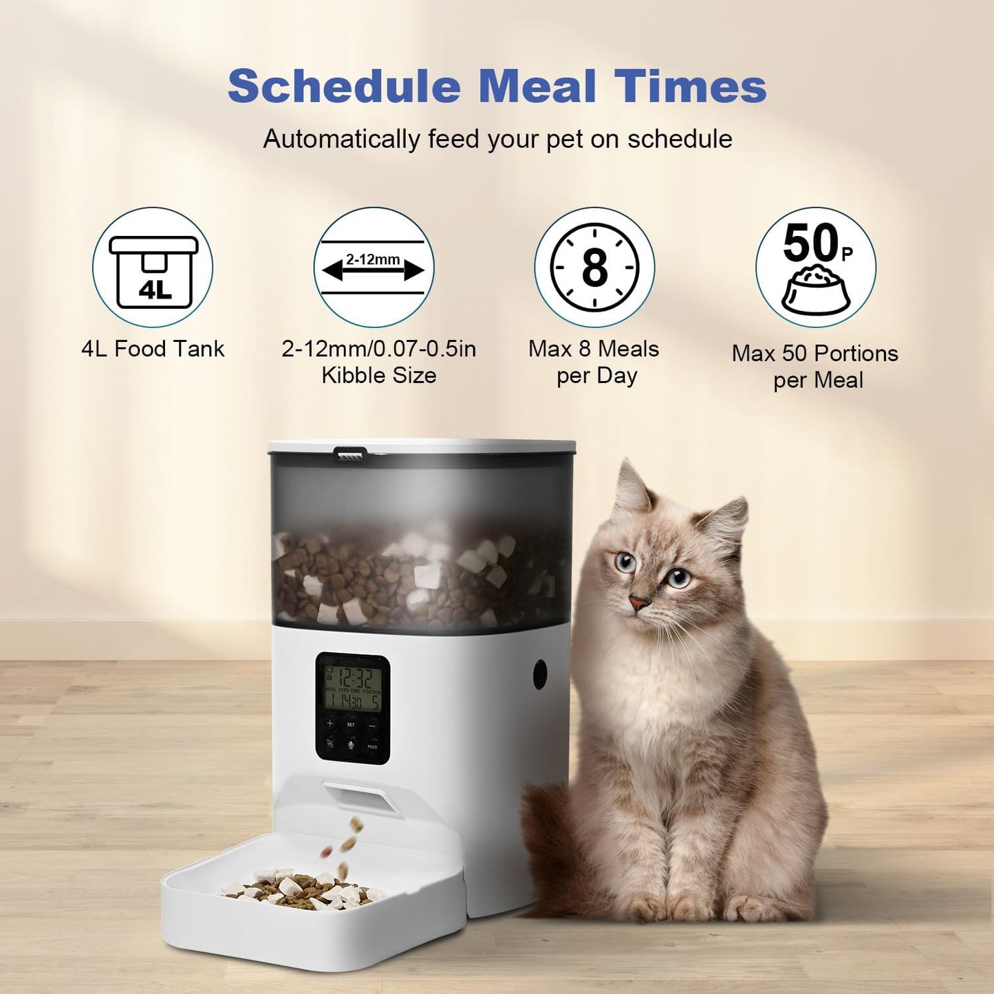 ANDOLL HOME Comedero automático para gatos, dispensador de comida p...