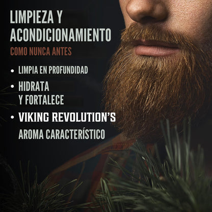 Viking Revolution Juego de acondicionador para barba y lavado de ba...