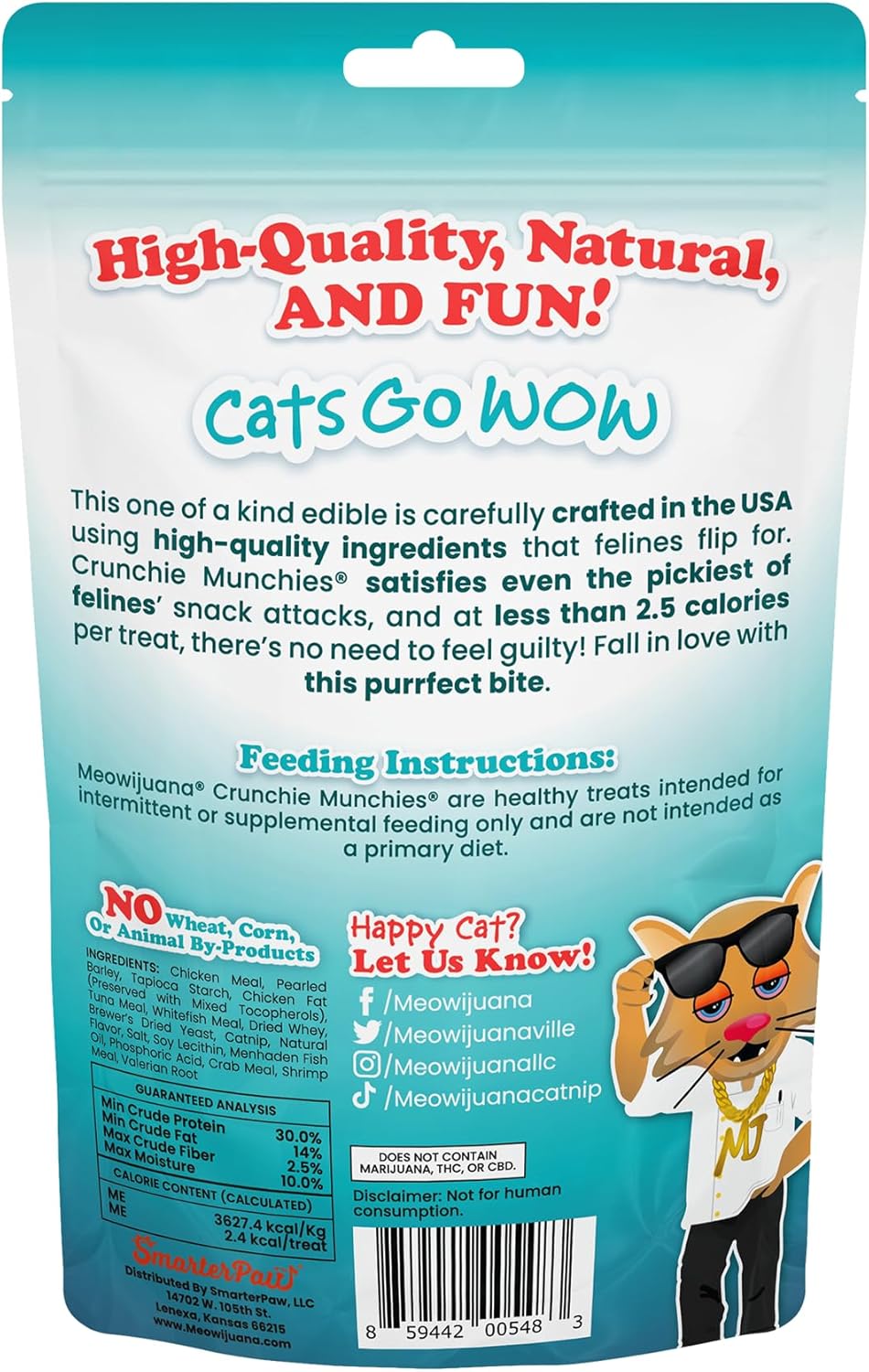 Meowijuana Crunchie Munchie - Paquete de golosinas de hierba gatera...