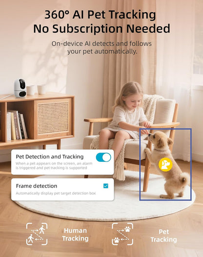 VIRTAVO Cámara para mascotas para interiores para perros y gatos, m...
