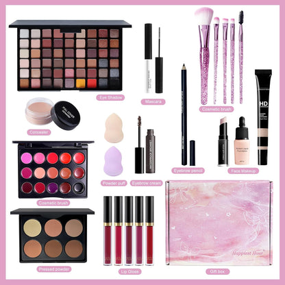 Kit completo de maquillaje para niñas, adolescentes, mujeres, kit de maquillaje para adolescentes, juegos de maquillaje para principiantes, juego de regalo de maquillaje de Navidad, kits de maquillaje