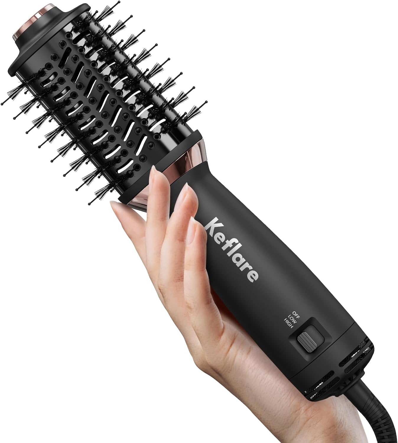 Mini cepillo secador de pelo de doble voltaje, cepillo de aire caliente 2 en 1 para viajes, secador de pelo de un paso y estilizador para secar, alisar y dar volumen al cabello