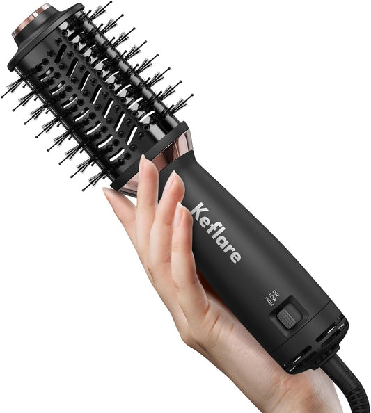 Mini cepillo secador de pelo de doble voltaje, cepillo de aire caliente 2 en 1 para viajes, secador de pelo de un paso y estilizador para secar, alisar y dar volumen al cabello