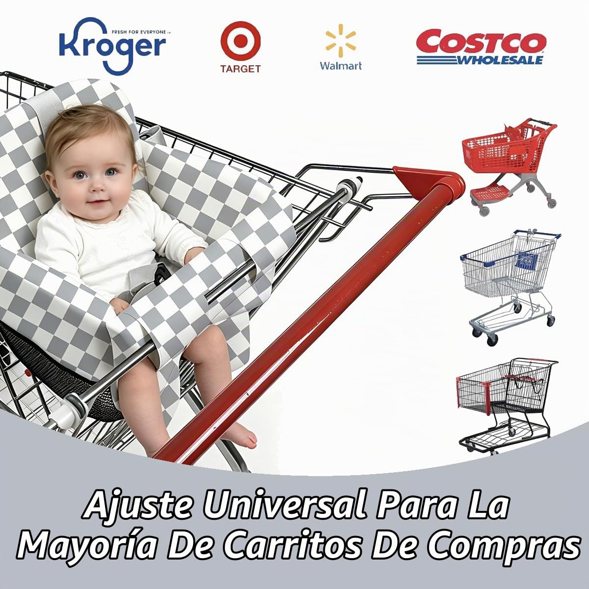 Funda para carrito de compras para bebé, niño y niña, funda para si...