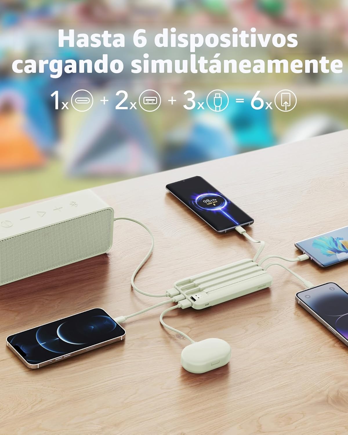 Cargador portátil Charmast con cables incorporados, banco de energí...