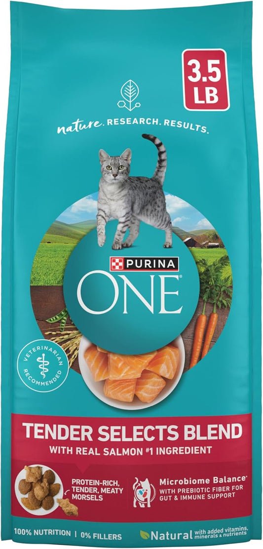 Purina ONE Alimento seco natural para gatos, Tender Selects mezcla...