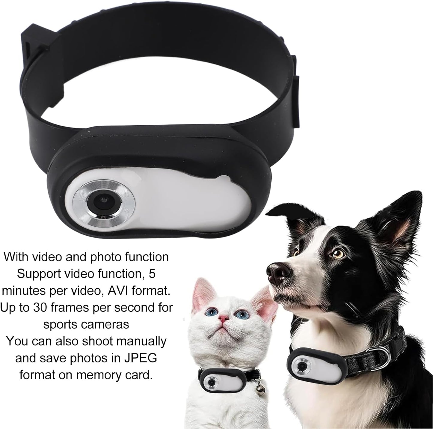 Zopsc Collar de cámara para gatos con aplicación de teléfono, mini...