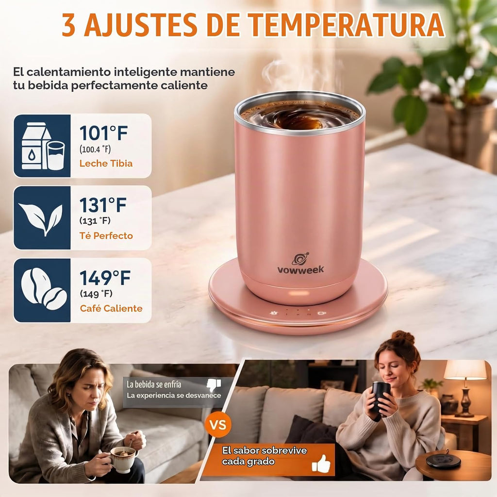 Juego de 2 tazas de café con agitación automática, tazas calentadas...