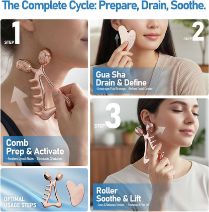 Gua Sha - Juego de herramientas faciales y rodillos faciales, herra...