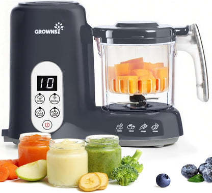 GROWNSY - Licuadora para comida de bebé con canasta de vapor, proce...