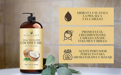 Handcraft Blends Aceite de coco fraccionado \u2013 16 onzas líquida...