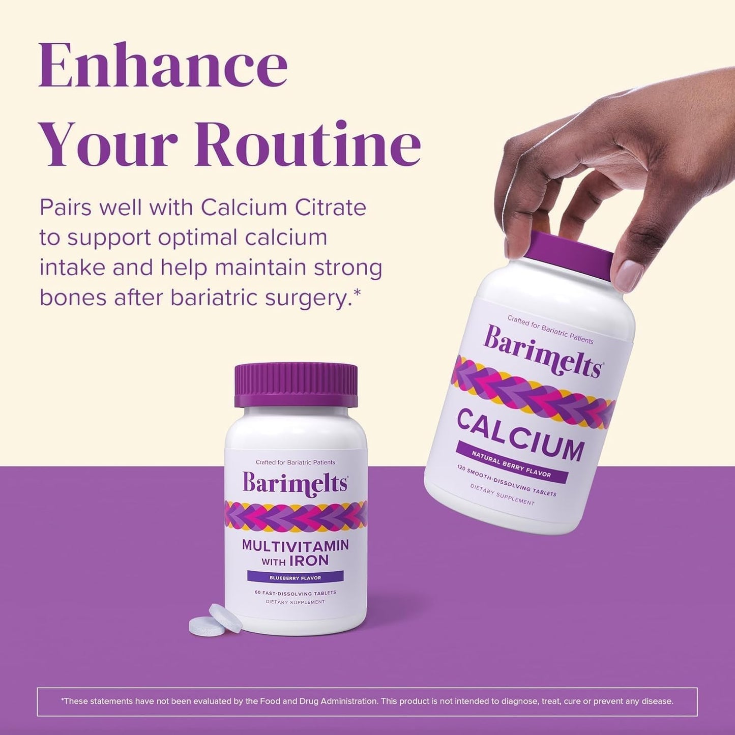 BariMelts Multivitamínico bariátrico con hierro, suministro para 2...