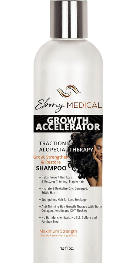 Ebony Medical Hair Support Shampoo - Solución para adelgazar el cabello y cabello parásito - Fortalece las hebras, la salud y el volumen del cuero cabelludo - Natural, vegano, sin sulfato - 12 onzas líquidas